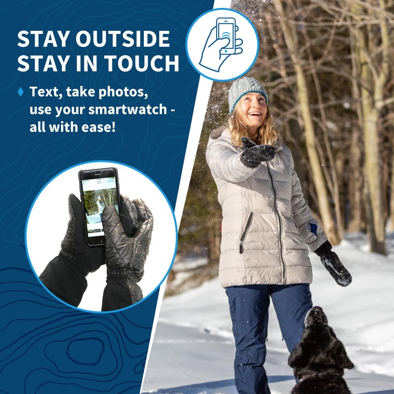 TrailHeads Touchscreen Quilted Running Mittens for Women | Insulated Hand Protection - Medium - Image 4